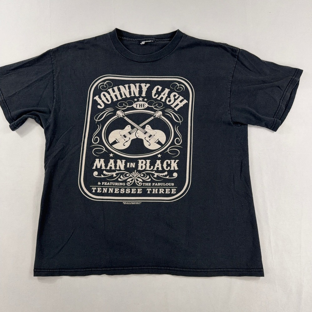 2007 Johnny Cash T-Shirt Man in Black Tennessee Three Graphic Band Tee Mens L/XL